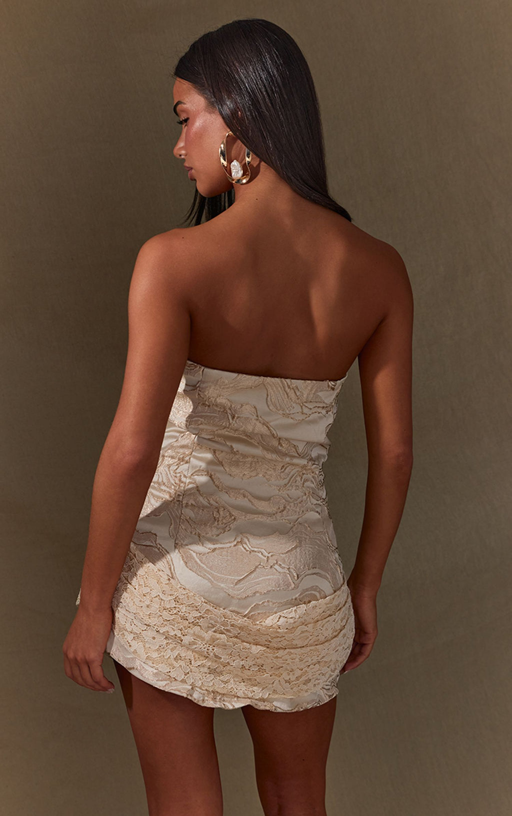 Texturiertes Gewebtes Minikleid Mit Drapierung-Detail – Gold