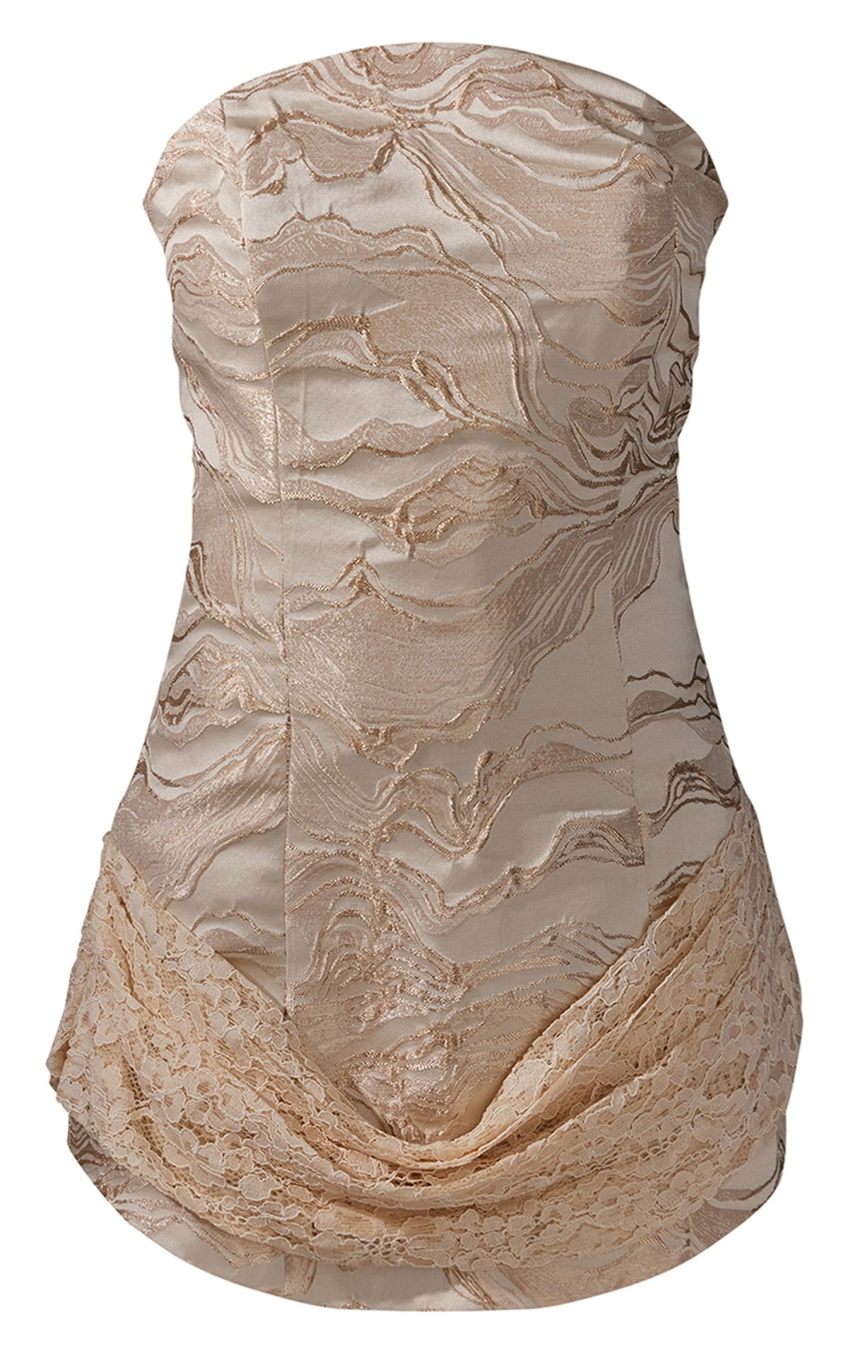 Texturiertes Gewebtes Minikleid Mit Drapierung-Detail – Gold